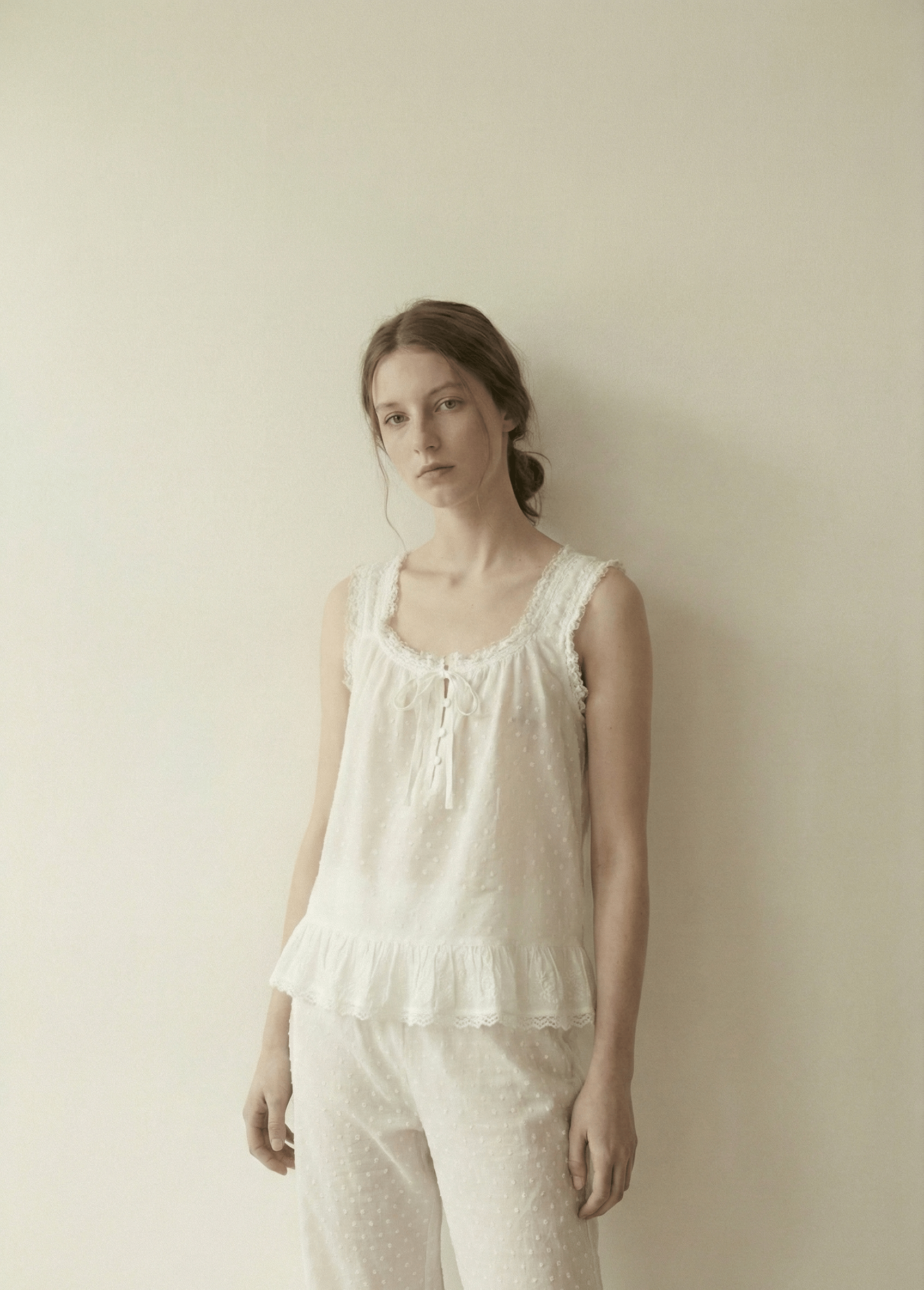  - Ever Lasting - Arielle Cotton Embroidered Lounge Set / White - Pajamas - Ever Lasting