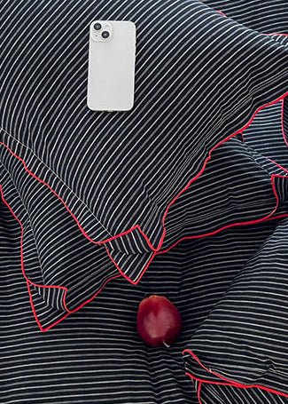  - Ever Lasting - Arthur Pinstripe Bedding Set / Black - Bedding Set - Ever Lasting