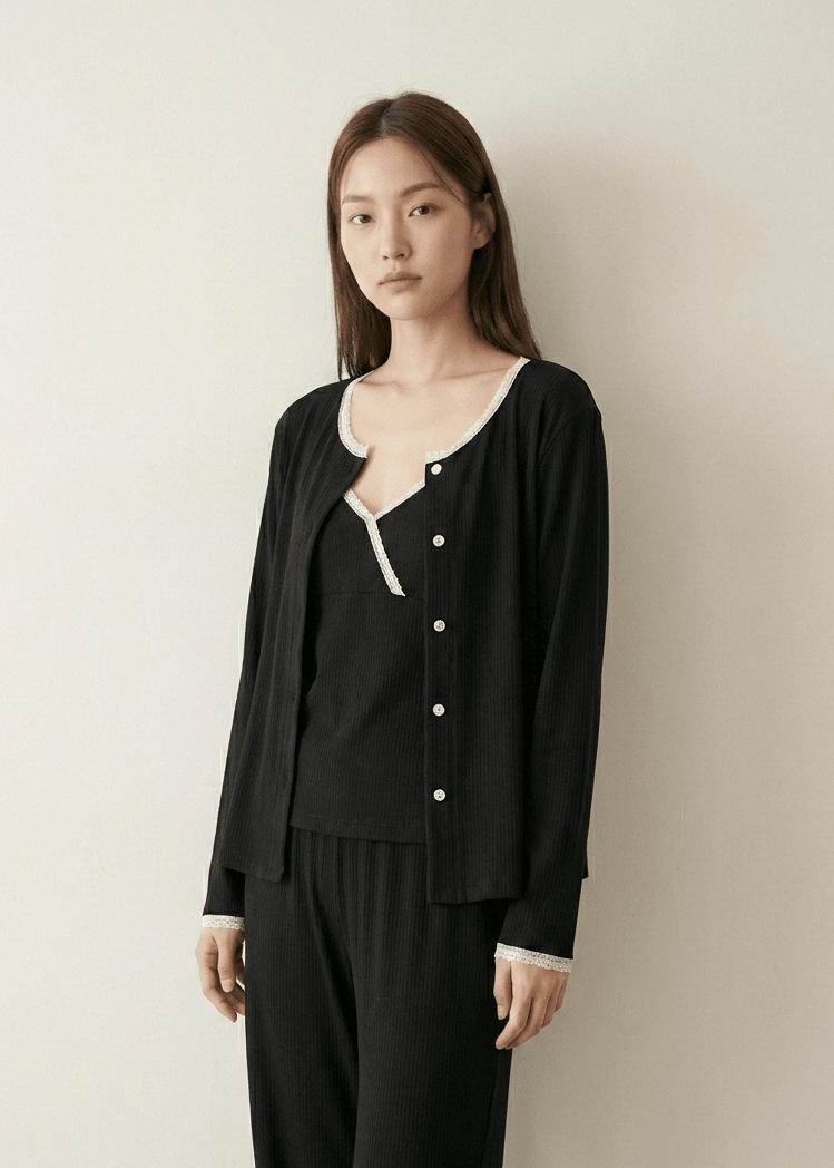  - Ever Lasting - Aspen Long - Sleeve Velvet Pajama Set / Black - Pajamas - Ever Lasting