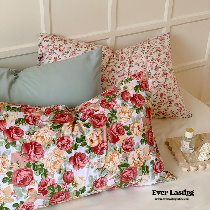 Assorted Cool Tone Floral & Patterned Pillowcases