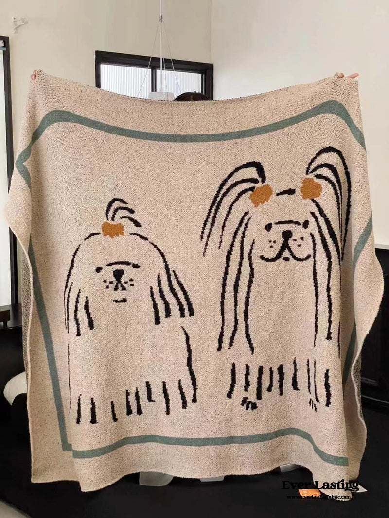 Assorted Cute Pet Knit Blanket / Yorkshire Beige Blankets