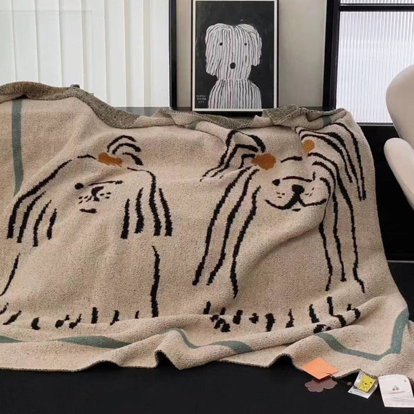 Assorted Cute Pet Knit Blanket / Yorkshire Beige - One Size Blankets