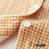 Assorted Short-Sleeve & Shorts Pajama Set / Plaid Orange Pajamas