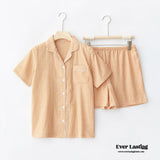 Assorted Short-Sleeve & Shorts Pajama Set / Plaid Orange Pajamas
