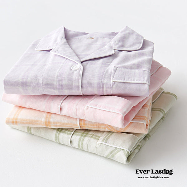 Assorted Short-Sleeve & Shorts Pajama Set / Plaid Pink Pajamas