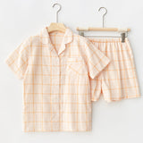 Assorted Short-Sleeve & Shorts Pajama Set / Yellow Orange Plaid Small/Medium Pajamas