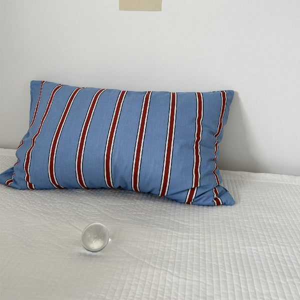 Assorted Stripe & Patterned Pillowcases Blue + Red Stripes