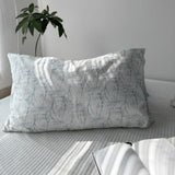 Assorted Stripe & Patterned Pillowcases Blue + White Kitties