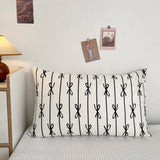 Assorted Stripe & Patterned Pillowcases White + Black Bow Tie