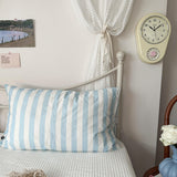 Assorted Stripe & Patterned Pillowcases White + Light Blue Stripes