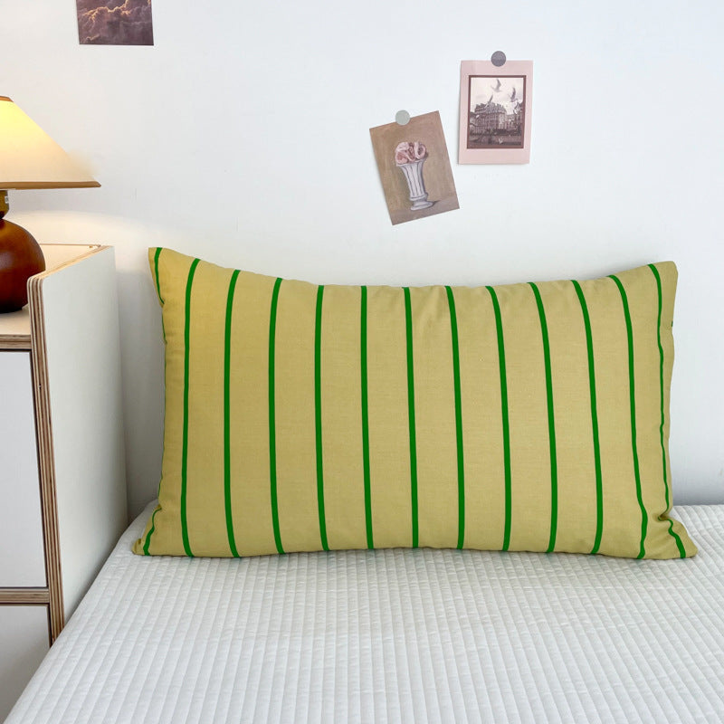 Assorted Stripe & Patterned Pillowcases Yellow + Green Stripes