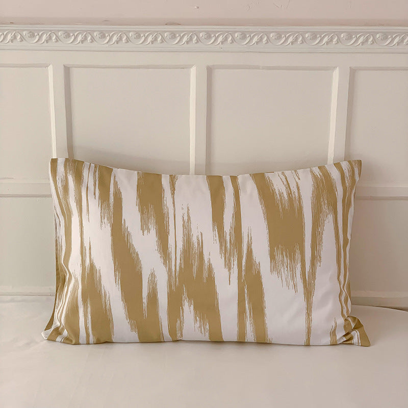 Assorted Warm Tone Abstract Pillowcases Camel + White Brushstrokes