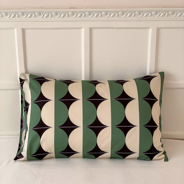 Assorted Warm Tone Abstract Pillowcases Green Half Moon