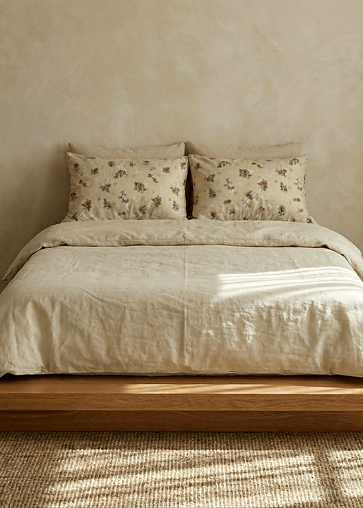  - Ever Lasting - Assorted Washed Cotton Pillowcases / Floral Beige - Pillow Cases - Ever Lasting