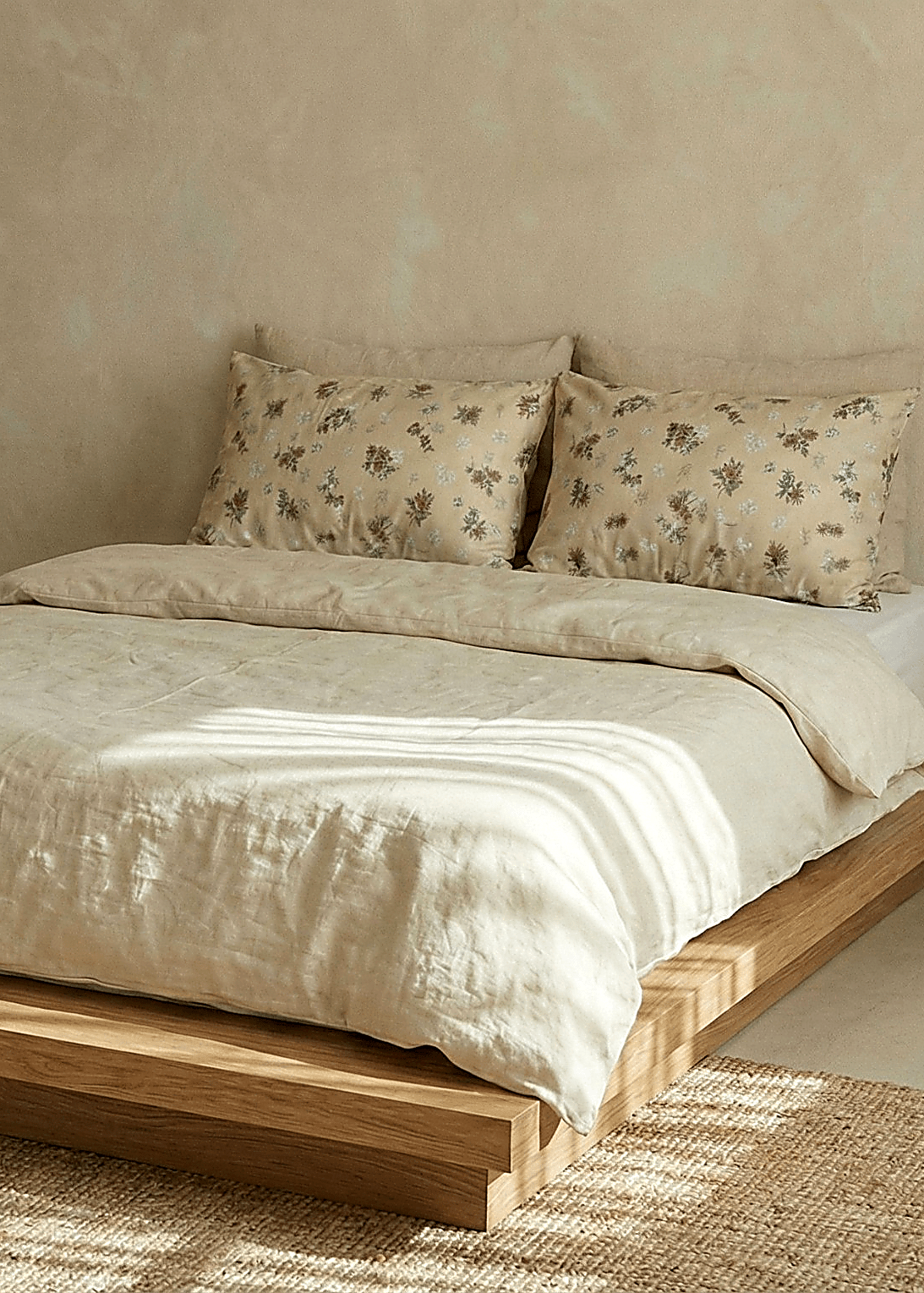  - Ever Lasting - Assorted Washed Cotton Pillowcases / Floral Beige - Pillow Cases - Ever Lasting