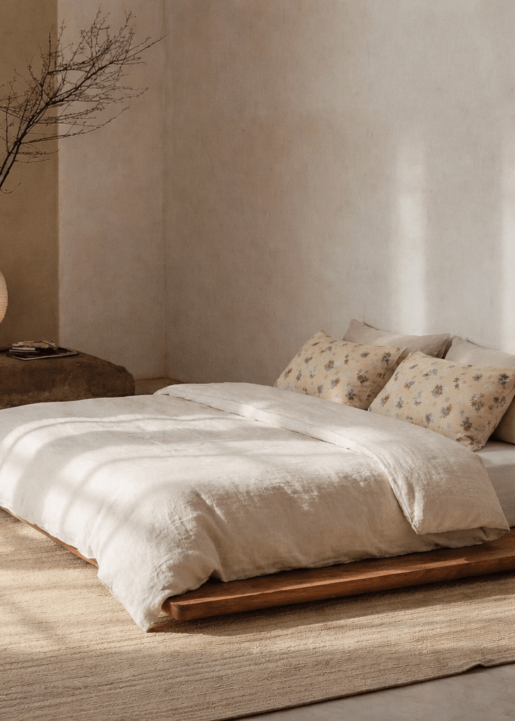  - Ever Lasting - Assorted Washed Cotton Pillowcases / Floral Beige - Pillow Cases - Ever Lasting