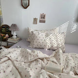 Assorted Washed Cotton Pillowcases / Teddy White Floral Purple Pillow Cases