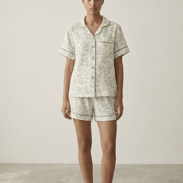 -Ever Lasting - Auralis Shorts & Long-Pant Floral Pajama Set / Green -Pajamas -Ever Lasting