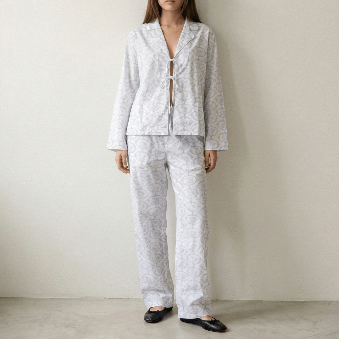  - Ever Lasting - Aurora Lace - Up Lapel Pajama Set / Blue - Pajamas - Ever Lasting
