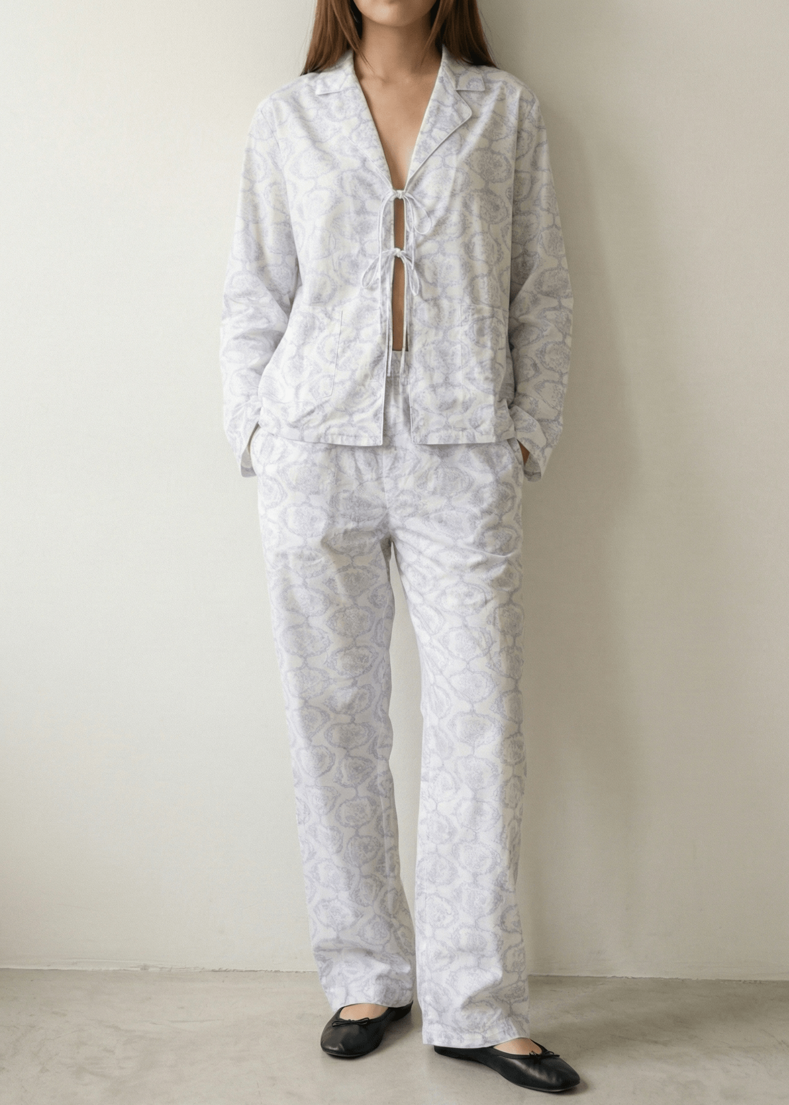  - Ever Lasting - Aurora Lace - Up Lapel Pajama Set / Blue - Pajamas - Ever Lasting
