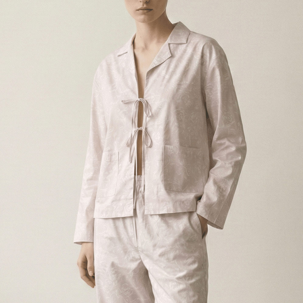  - Ever Lasting - Aurora Lace - Up Lapel Pajama Set / Blue - Pajamas - Ever Lasting