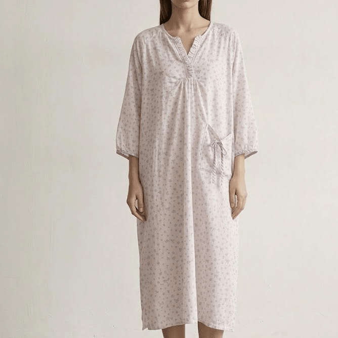 -Ever Lasting - Aveline Floral Long-Sleeve Nightgown Dress / Purple -Pajamas -Ever Lasting