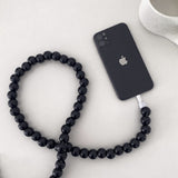 Beaded Phone Charger Cable / Pearl Black Data