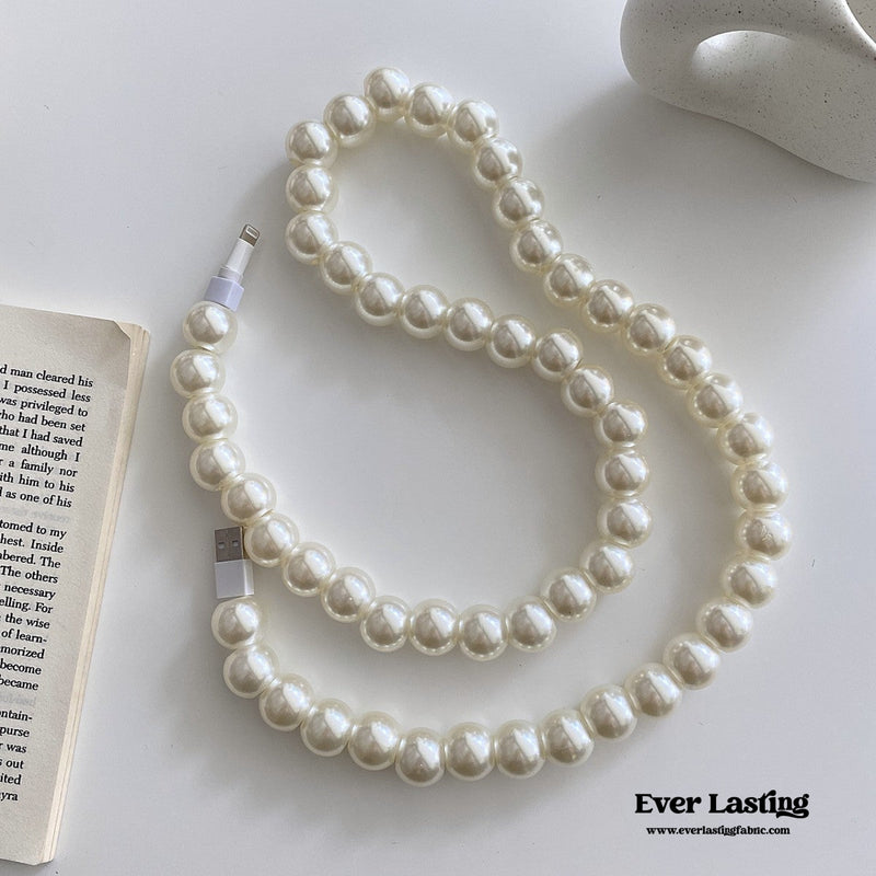 Beaded Phone Charger Cable / Pearl Data