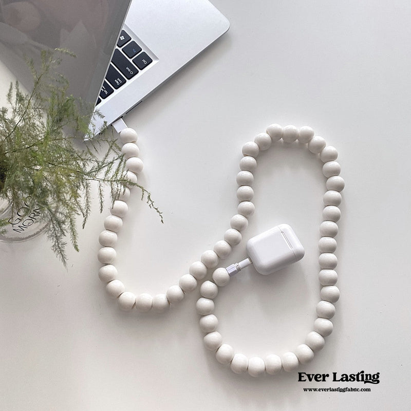 Beaded Phone Charger Cable / White Data