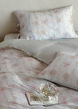Bianca Floral Ribbon Tied TENCEL™ Bedding Set / Ivory Blue