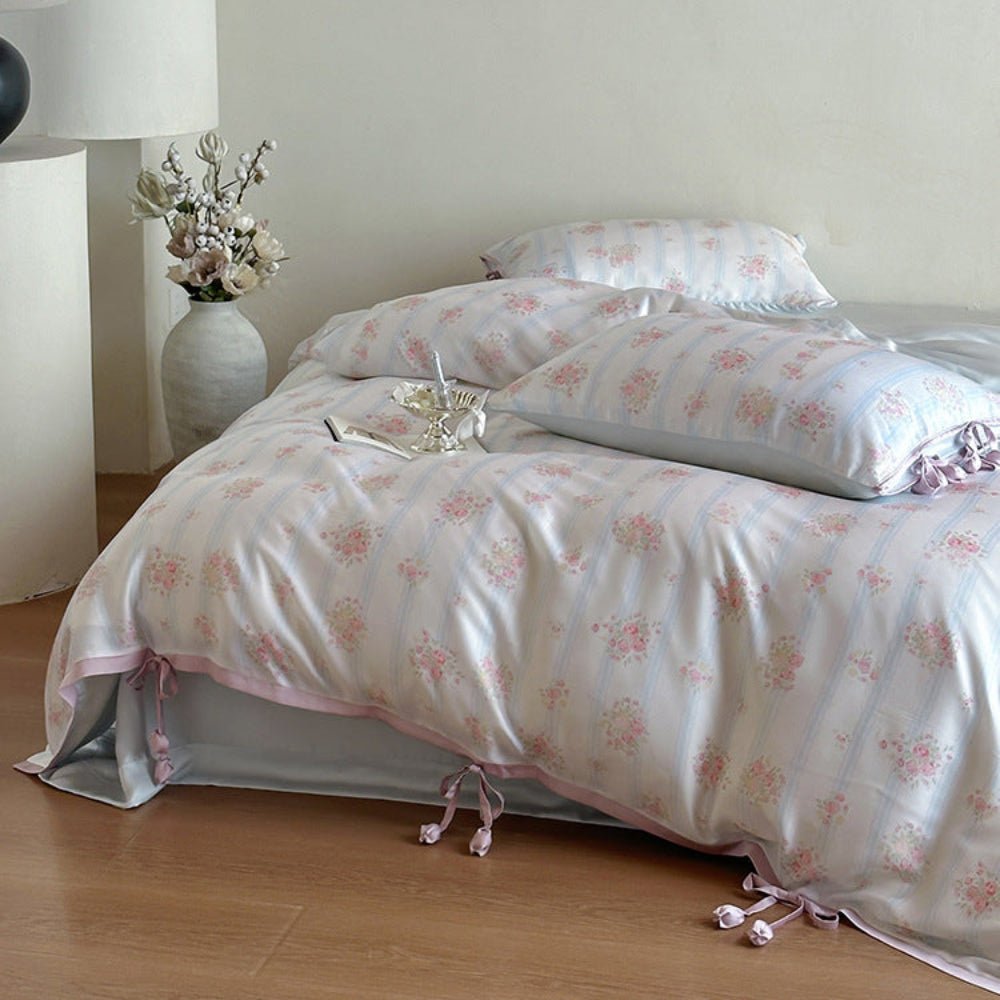 Bianca Floral Ribbon Tied TENCEL™ Bedding Bundle - Ever Lasting