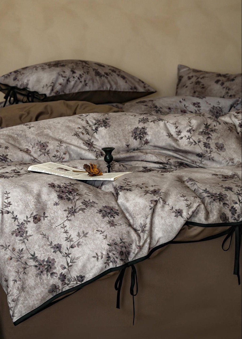 -Ever Lasting - Birchwood Cotton Floral Bedding Set / Brown -Bedding Set -Ever Lasting