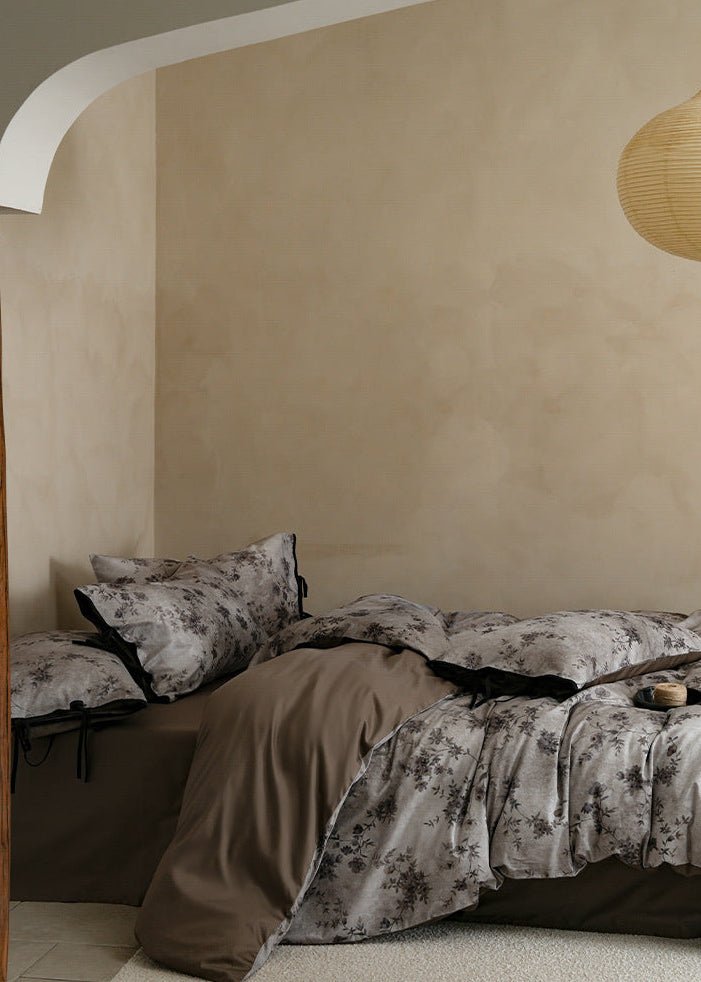 -Ever Lasting - Birchwood Cotton Floral Bedding Set / Brown -Bedding Set -Ever Lasting