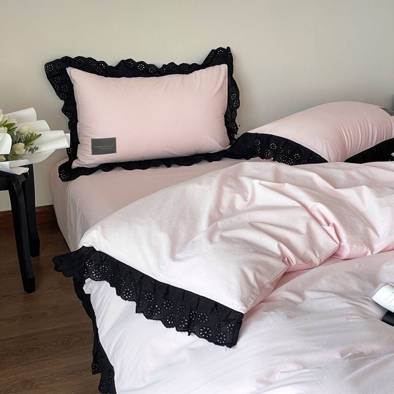  - Ever Lasting - Black Lace Ruffle Bedding Set / Purple - Bedding Set - Ever Lasting