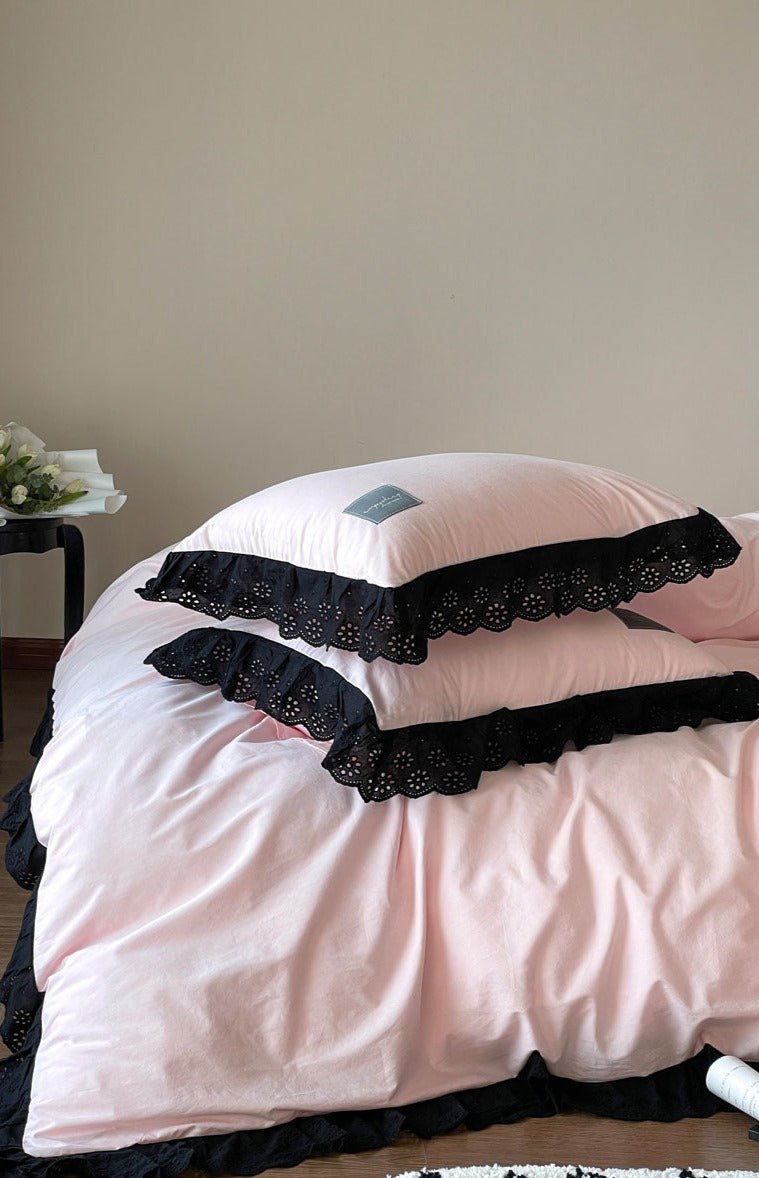  - Ever Lasting - Black Lace Ruffle Bedding Set / Purple - Bedding Set - Ever Lasting