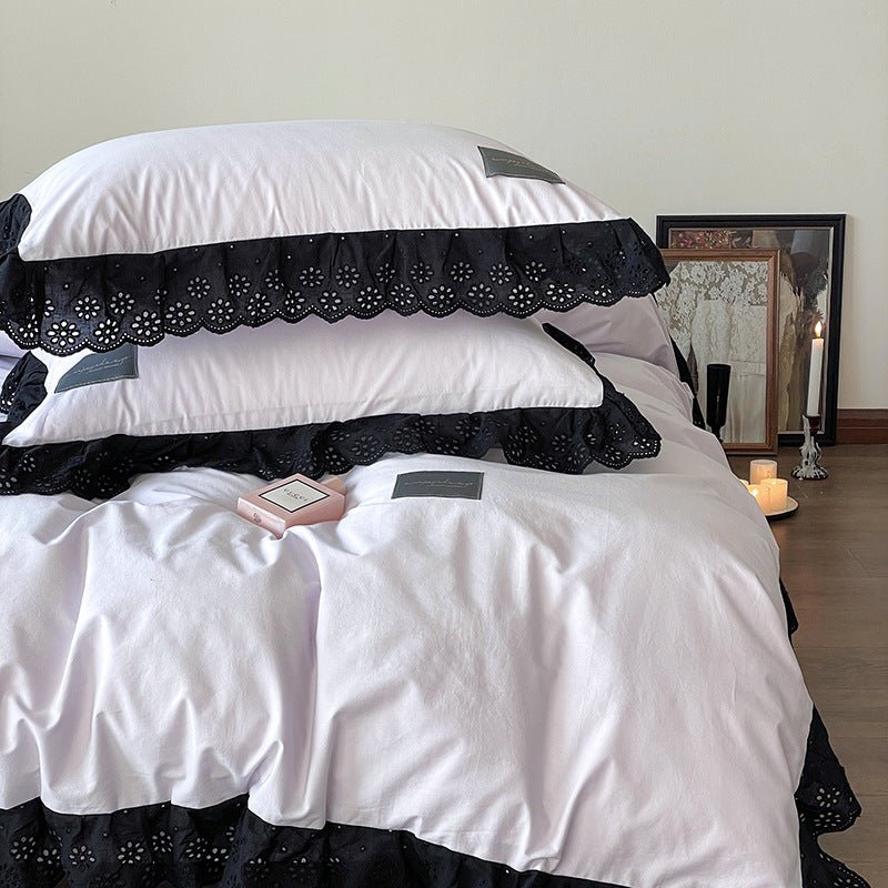  - Ever Lasting - Black Lace Ruffle Bedding Set / Purple - Bedding Set - Ever Lasting