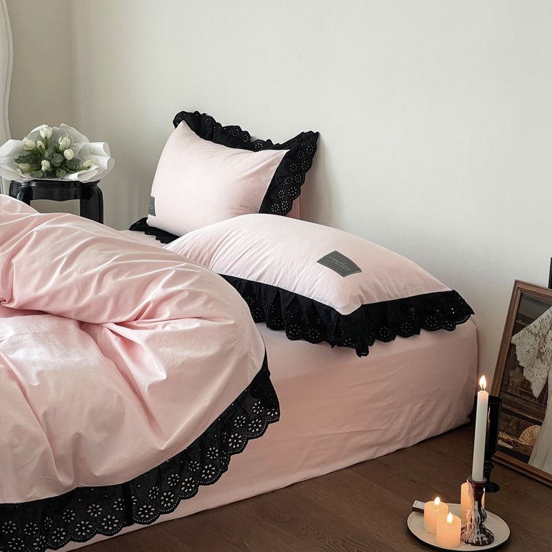  - Ever Lasting - Black Lace Ruffle Bedding Set / Purple - Bedding Set - Ever Lasting