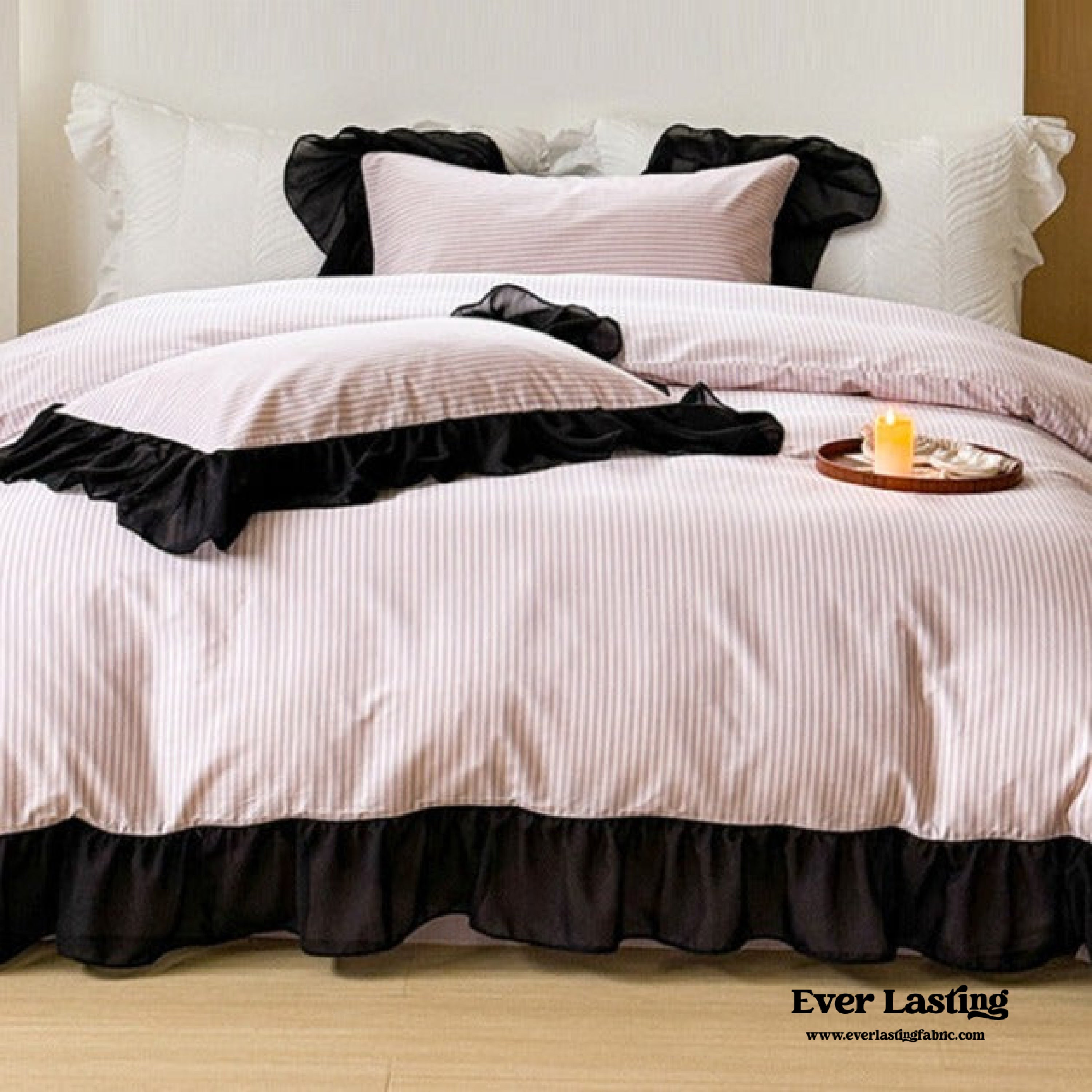 Black Lace Stripe Pastel Bedding Bundle