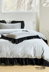 Black Lace Stripe Pastel Bedding Set / Green