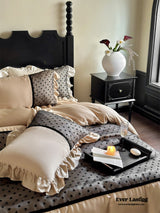 Black Lace Sweet Heart Ruffle Bedding Bundle