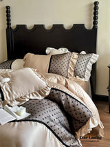 Black Lace Sweet Heart Ruffle Bedding Set / Brown