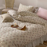Blossom Floral Bedding Set / Blue Cream Pink Small Fitted
