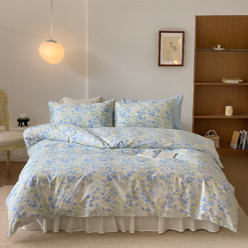 Blossom Floral Bedding Set / Orange Blue Small Fitted