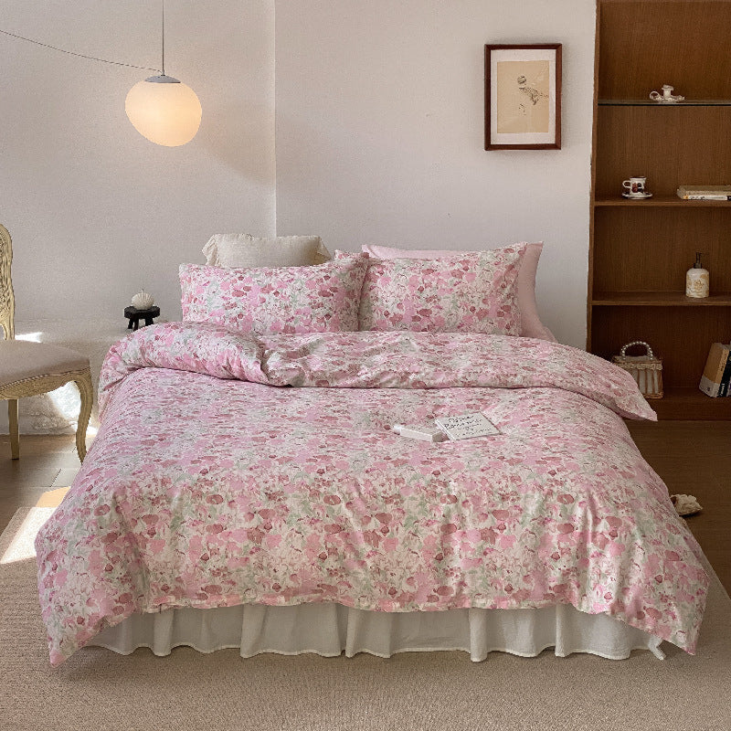 Blossom Floral Bedding Set / Orange Rose Pink Small Fitted