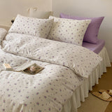 Blossom Floral Bedding Set / White Pink Purple Small Fitted