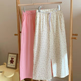 Blossom Floral Pants Lounge Bottoms / Pink Cream Long Pajamas
