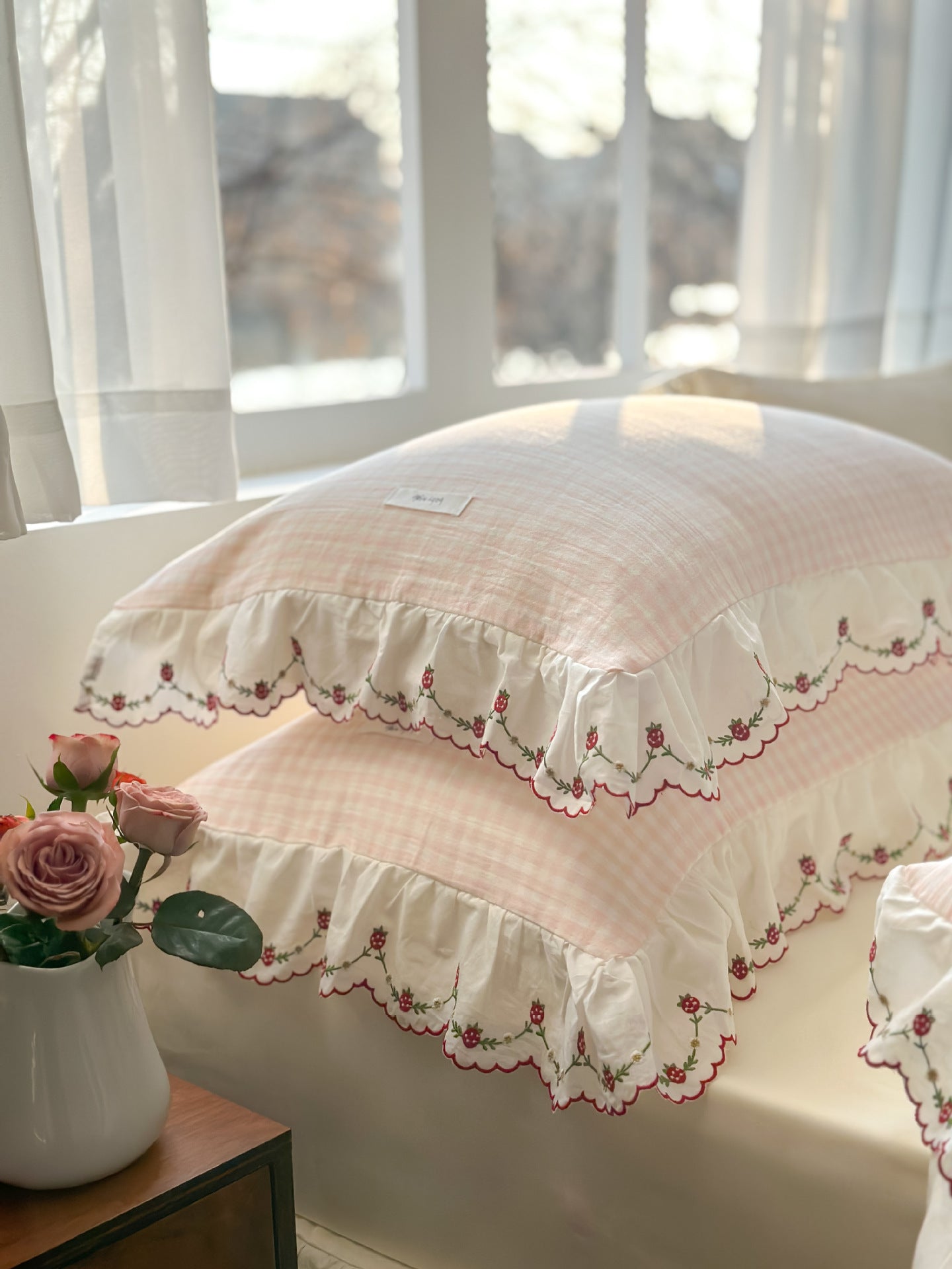  - Ever Lasting - Blue Gingham Floral Ruffle Bedding Bundle - Bedding Set - Ever Lasting