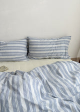 Blue Striped Washed Cotton Bedding Set