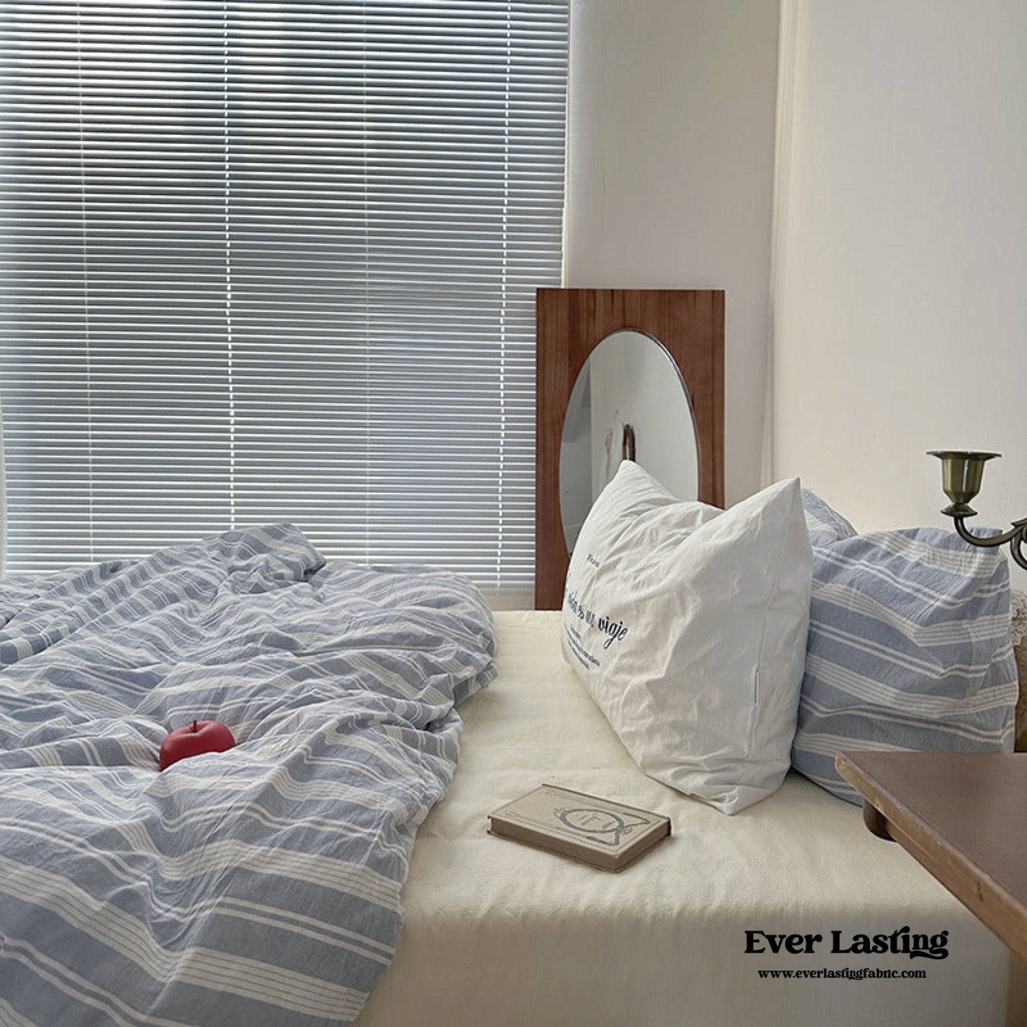 Blue Striped Washed Cotton Bedding Bundle - Ever Lasting