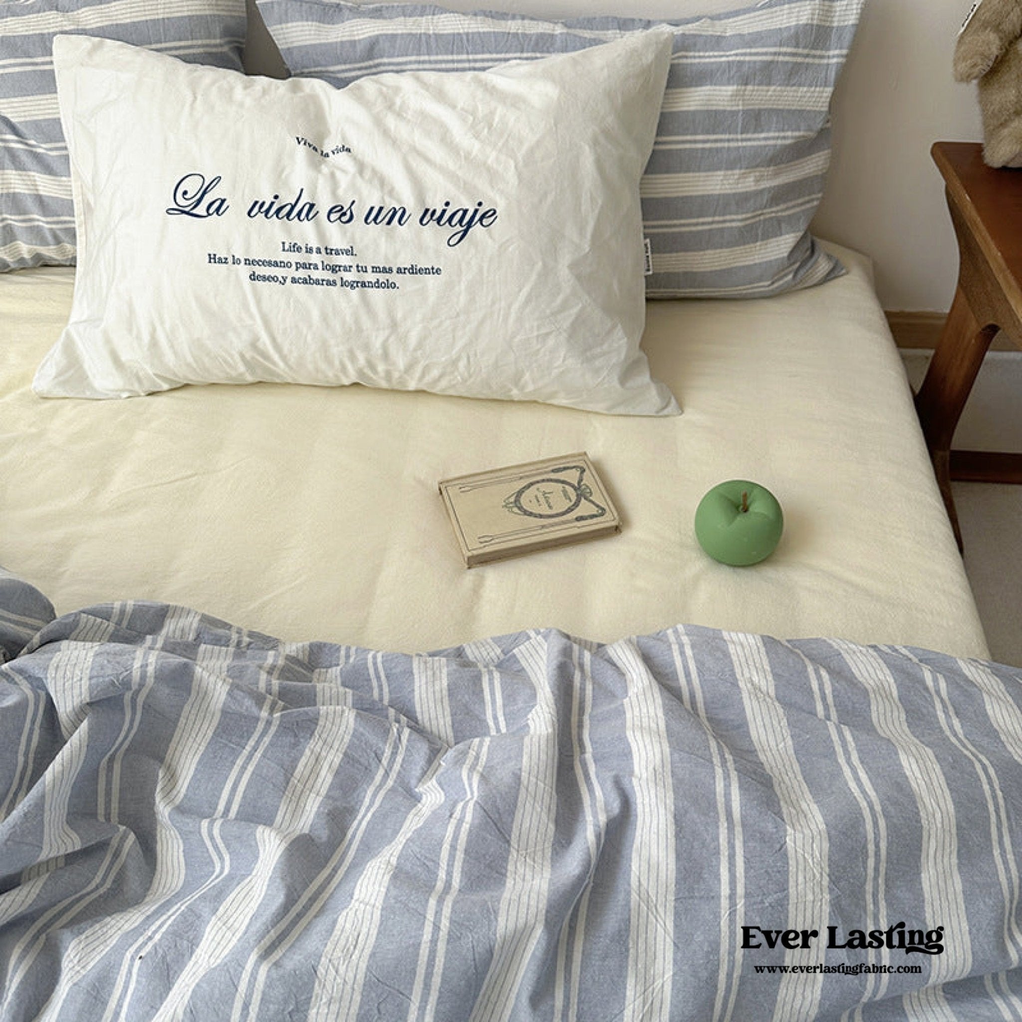 Blue Striped Washed Cotton Bedding Bundle - Ever Lasting